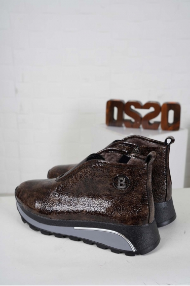 Hakiki Deri Kürklü Vizon Kırık Rugan Kadın Casual Bot 242176201