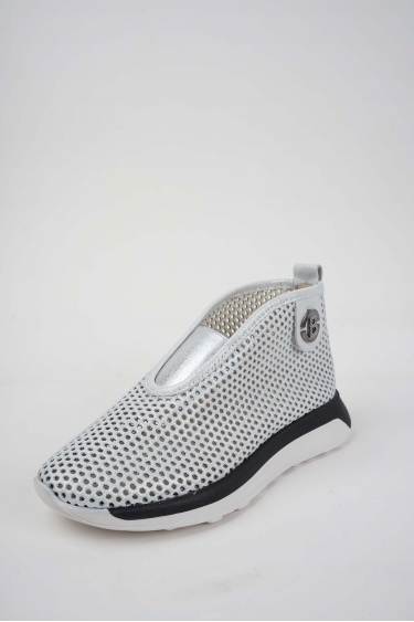 Hakiki Deri Gümüş Saten Kadın Casual Bot 251176200