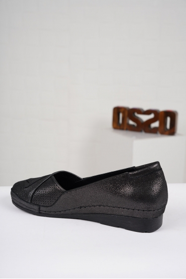 Hakiki Deri Siyah Saten Kadın Comfort Ayakkabı 221177104