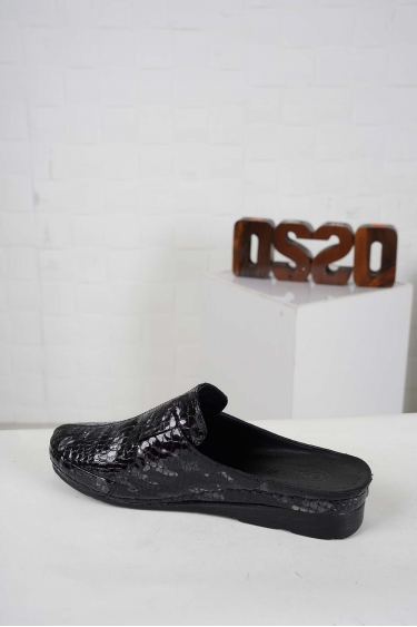 Hakiki Deri Siyah Yılan Baskı Kadın Comfort Sabo 221177602