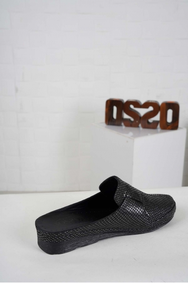 Hakiki Deri Siyah Simli Yılan Baskı Kadın Comfort Sabo 221177602