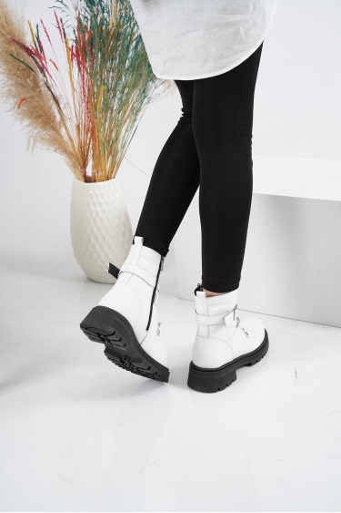 Hakiki Deri Kürklü Beyaz Kadın Postal Bot 222177206