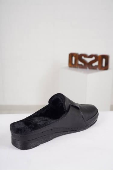 Hakiki Deri Siyah Kadın Burun Kapalı Sabo 222177602