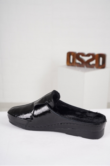 Hakiki Deri Siyah Rugan Kadın Burun Kapalı Sabo 222177602