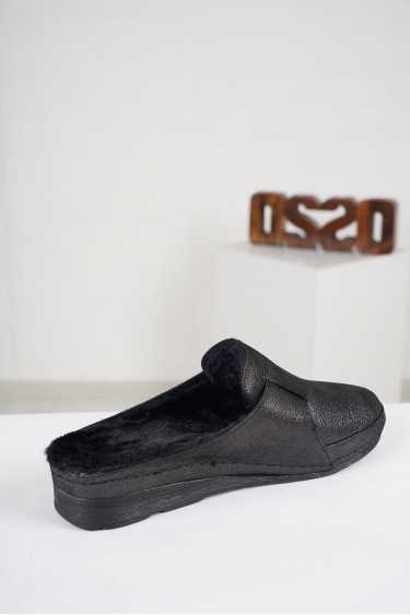 Hakiki Deri Siyah Saten Kadın Burun Kapalı Sabo 222177602