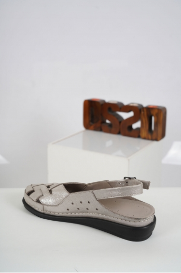 Hakiki Deri Siyah Çiçekli Baskı Kadın Komfort Sandalet 231177502