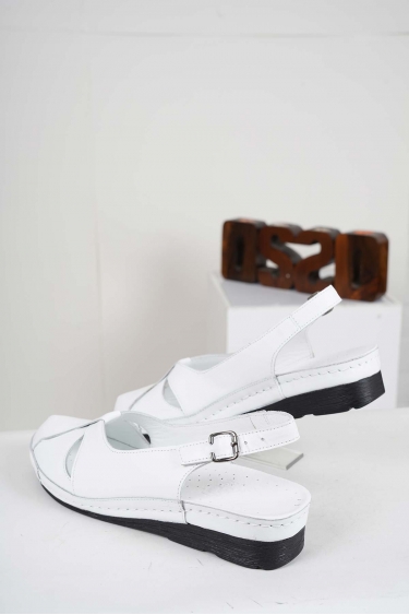 Hakiki Deri Beyaz Kadın Komfort Sandalet 241177502