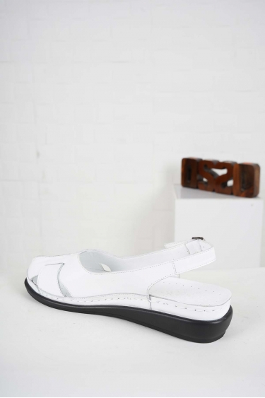 Hakiki Deri Beyaz Kadın Komfort Sandalet 241177503