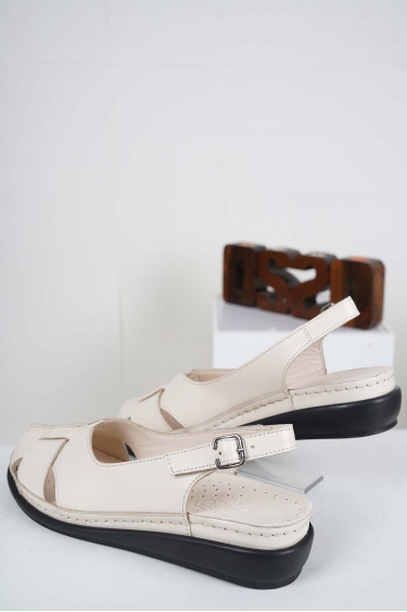 Hakiki Deri Bej Kadın Komfort Sandalet 241177503