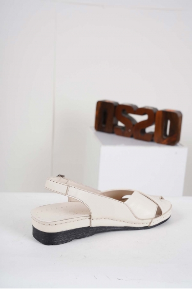 Hakiki Deri Bej Kadın Komfort Sandalet 241177504