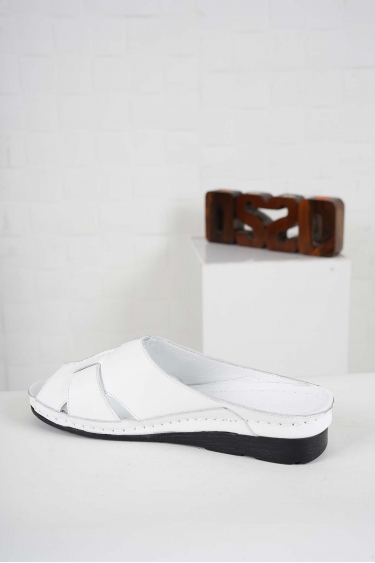 Hakiki Deri Beyaz Kadın Komfort Terlik 241177602