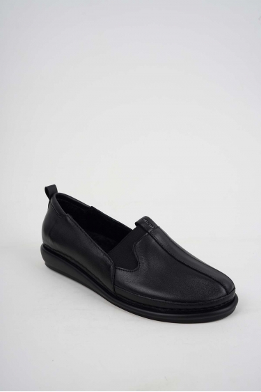 Hakiki Deri Kürklü Siyah Kadın Comfort Ayakkabı 242177105