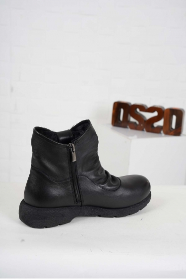 Hakiki Deri Siyah Kadın Kısa Bot 242177201