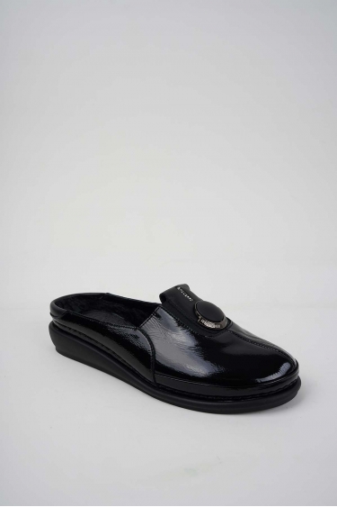 Hakiki Deri Kürklü Siyah Rugan Kadın Comfort Sabo 242177707