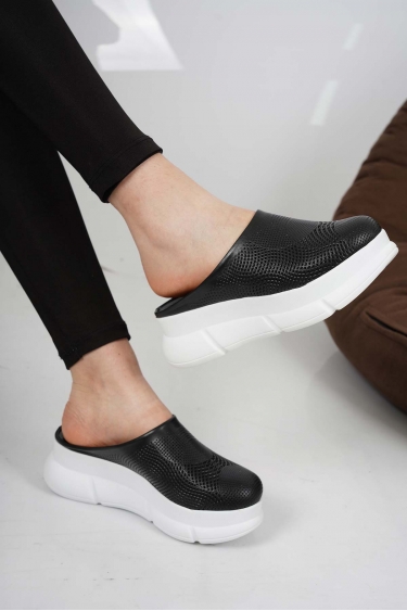 Hakiki Deri Siyah Kadın Zımbalı Sabo 221186702