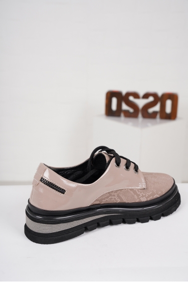 Hakiki Deri Vizon Baskı-Vizon Rugan-Siyah Kadın Casual Ayakkabı 222186102