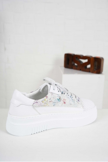 Hakiki Deri Beyaz Flt.-Beyaz Çiçekli Kadın Casual Ayakkabı 241186109