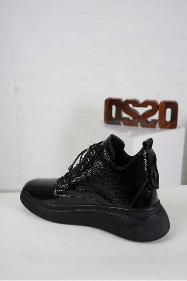 Hakiki Deri Siyah Rugan Kadın Casual Bot 242186201