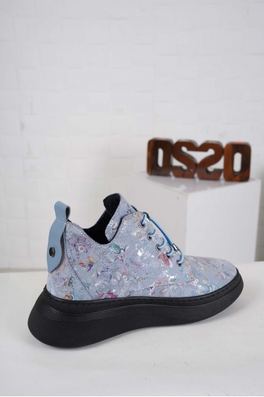 Hakiki Deri Kot Mavi Çiçekli-Kot Mavi Kadın Casual Bot 242186201