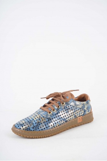 Hakiki Deri K.Mavi Baskılı-Taba Kadın Casual Ayakkabı 251186101