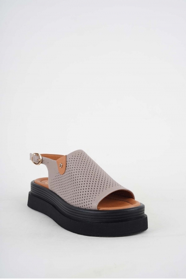 Hakiki Deri Vizon-Taba Kadın Dolgu Topuklu Sandalet 251186505