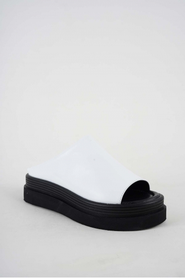 Hakiki Deri Beyaz Kadın Dolgu Topuklu Terlik 251186601