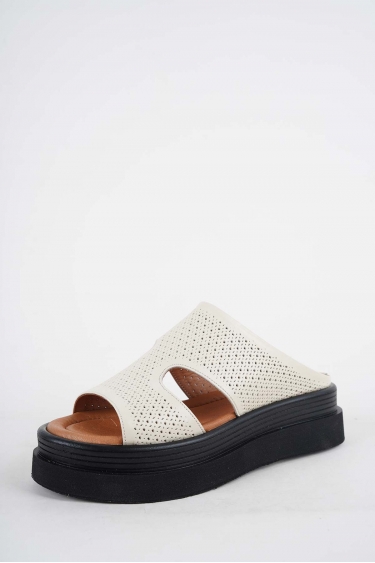 Hakiki Deri Bej Kadın Dolgu Topuklu Terlik 251186603