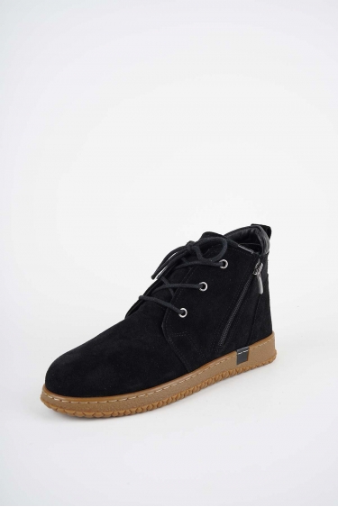 Hakiki Deri Siyah Süet-Siyah Kadın Casual Bot 252186200