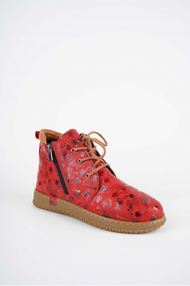 Hakiki Deri Kırmızı Baskılı-Coconat Kadın Casual Bot 252186200