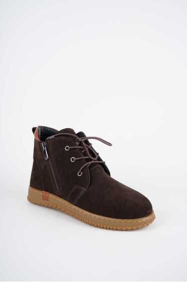 Hakiki Deri Kahve Süet-Taba Kadın Casual Bot 252186200