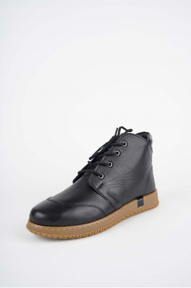 Hakiki Deri Siyah-Siyah Rugan Kadın Casual Bot 252186202