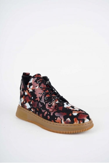 Hakiki Deri Siyah Kahve Baskılı Kadın Casual Bot 252186205