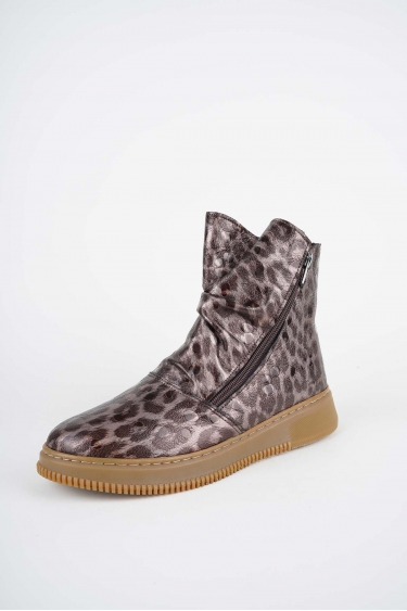 Hakiki Deri Metalik Kahve Baskılı Kadın Casual Bot 252186206