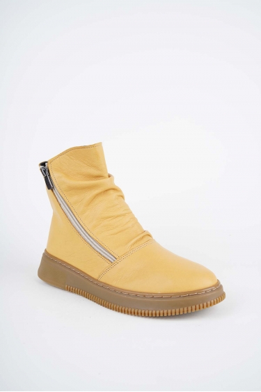 Hakiki Deri Sarı Kadın Casual Bot 252186206