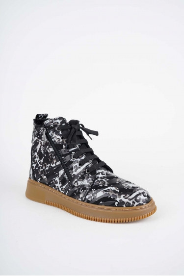 Hakiki Deri Siyah Baskılı Kadın Casual Bot 252186207