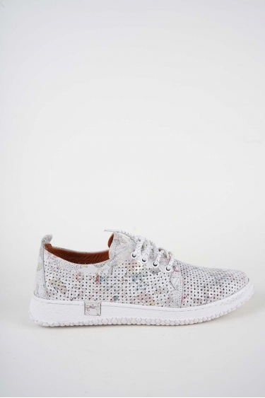 Hakiki Deri Beyaz Çiçekli Kadın Casual Ayakkabı 261186100