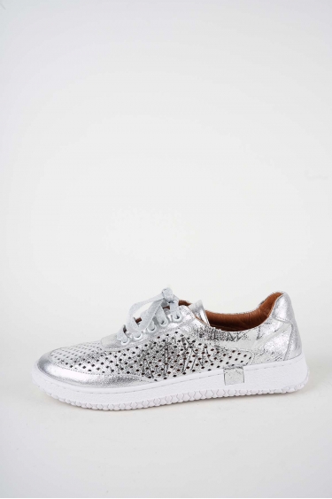 Hakiki Deri Gümüş Baskılı-Gümüş Kadın Casual Ayakkabı 261186101