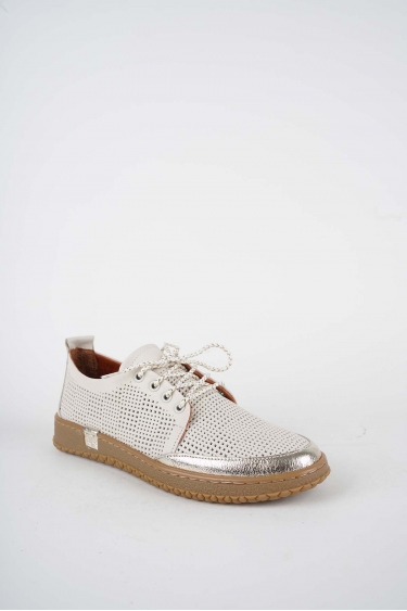 Hakiki Deri Bej-Altın Kadın Casual Ayakkabı 261186102