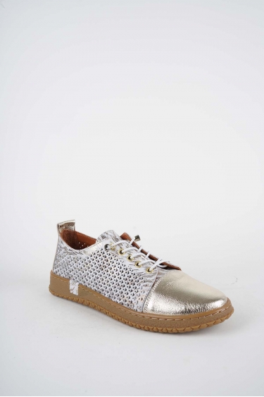 Hakiki Deri Beyaz Baskılı-Altın Kadın Casual Ayakkabı 261186104