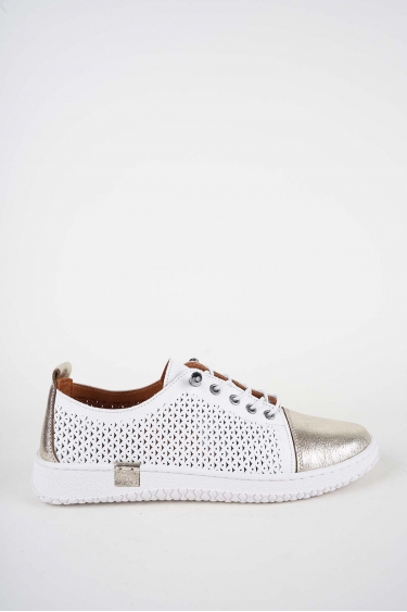 Hakiki Deri Beyaz-Altın Kadın Casual Ayakkabı 261186104