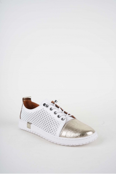 Hakiki Deri Beyaz-Altın Kadın Casual Ayakkabı 261186104