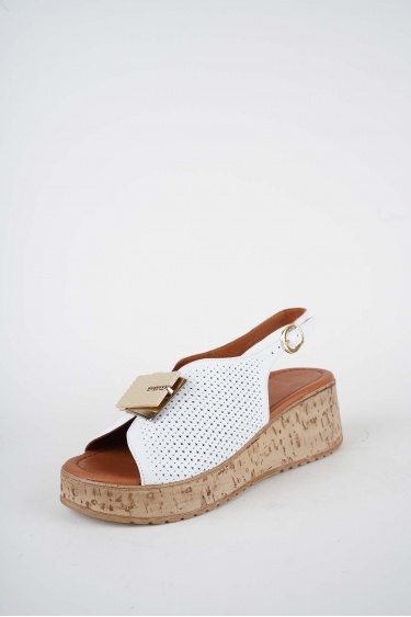 Hakiki Deri Beyaz Kadın Dolgu Topuklu Sandalet 261186500
