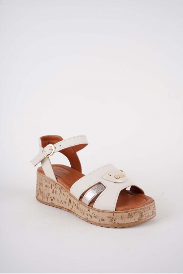 Hakiki Deri Bej Kadın Dolgu Topuklu Sandalet 261186502