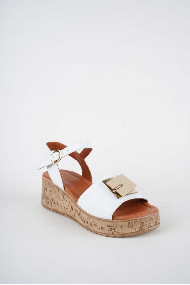 Hakiki Deri Beyaz Kadın Dolgu Topuklu Sandalet 261186503