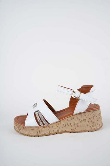 Hakiki Deri Beyaz Kadın Dolgu Topuklu Sandalet 261186505