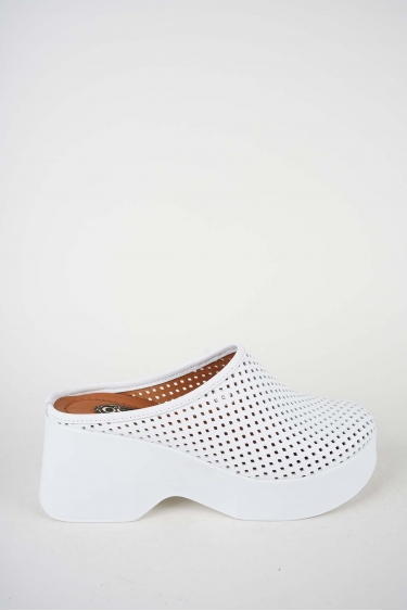 Hakiki Deri Beyaz Kadın Dolgu Topuklu Terlik 261186701