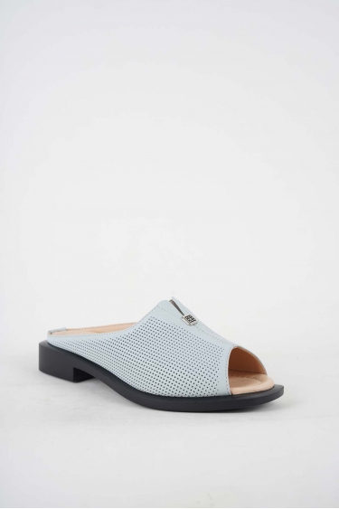 Hakiki Deri Gri Kadın Alçak Topuklu Terlik 241189603