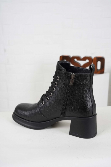 Hakiki Deri Siyah Floter Kadın Topuklu Bot 242189204