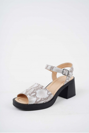 Hakiki Deri Vizon Piton Kadın Topuklu Sandalet 251189503