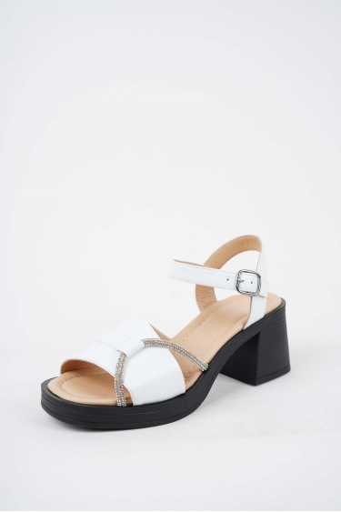 Hakiki Deri Beyaz Kadın Topuklu Sandalet 251189505